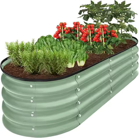 Oval Metal Raised Bed 4×2×1 ft
