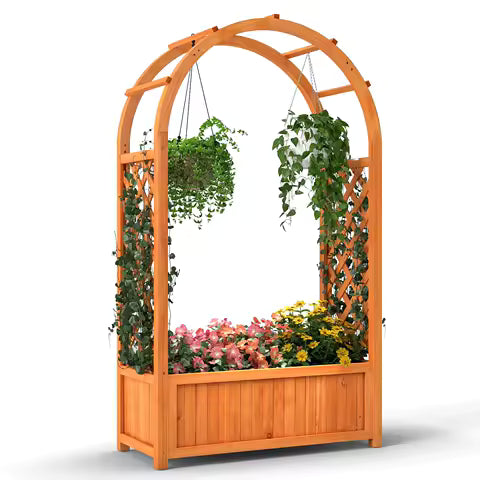 Wooden Raised Bed w/ Trellis